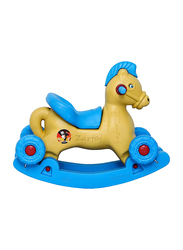 Zartaj Rocking Baghi Horse with Wheels & Seat, Ages 2+, Gold/Blue