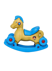 Zartaj Rocking Baghi Horse with Wheels & Seat, Ages 2+, Gold/Blue