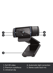 Logitech C920 Hd Pro 1080P Full Hd Webcam, Black