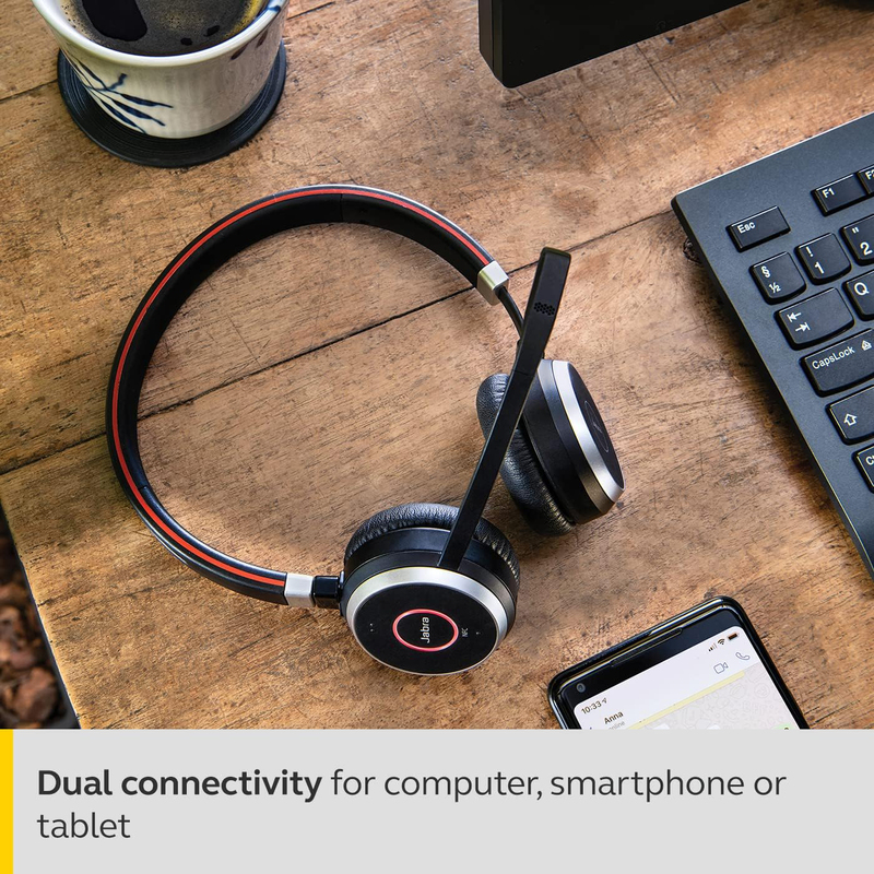 Jabra Evolve 65 Wireless Stereo On-Ear Noise Cancelling Headphones, Black