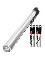Energizer Aluminum LED Flashlight Pen With 2 AAA Batteries, Silver