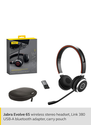 Jabra Evolve 65 Wireless Stereo On-Ear Noise Cancelling Headphones, Black