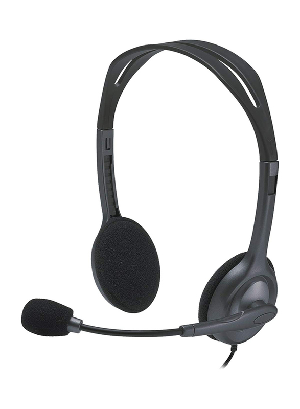Logitech H111 Wired On-Ear Noise Cancelling Headphones, Black