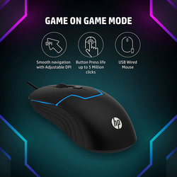 HP M100 USB Optical Gaming Mouse for PC, Black