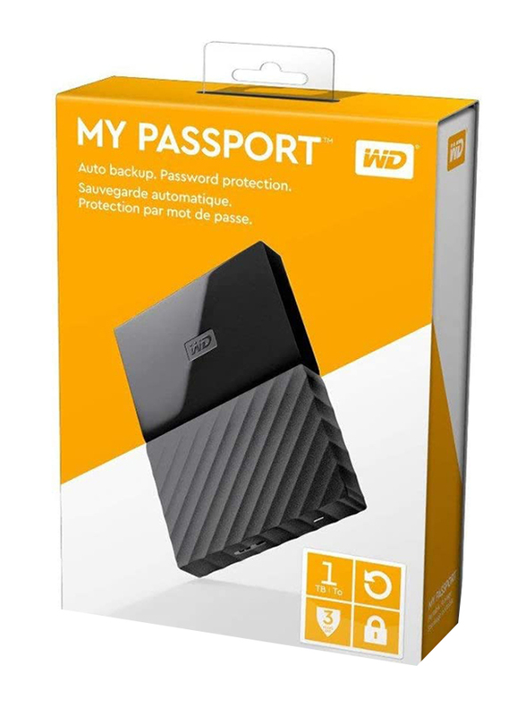 Western Digital 1TB HDD My Passport External Portable Hard Drive, USB 2.0/3.0, WDBYNN0010BBK-WESN, Black