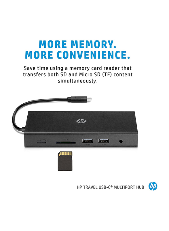HP Travel USB-C Multi Port Hub for Laptop 7.01/2/14cm, Black
