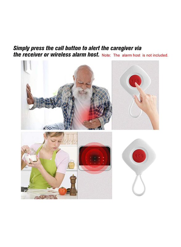 GoolRC Chuango SOS-100 Caregiver Pager Wireless Remote Call Button SOS/Emergency Button for Help Home Secure Alarm System, White/Red