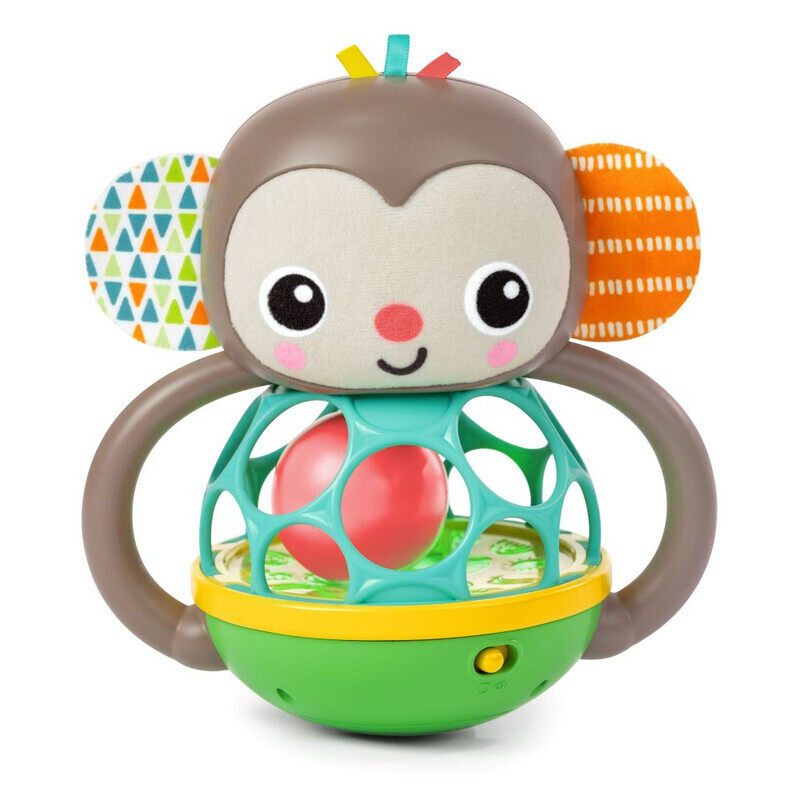 

Bright Starts - Grab & Giggle Monkey Light-Up Musical Rattle Toy with Easy-Grasp Oball, Ages 6 Months+, Unisex