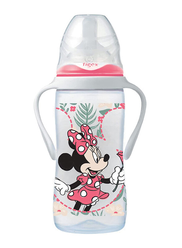 

Tigex Minnie Mouse 3-Speed Wide Neck Anti-Colic Baby Feeding Bottle, 300ml, Pink/Clear