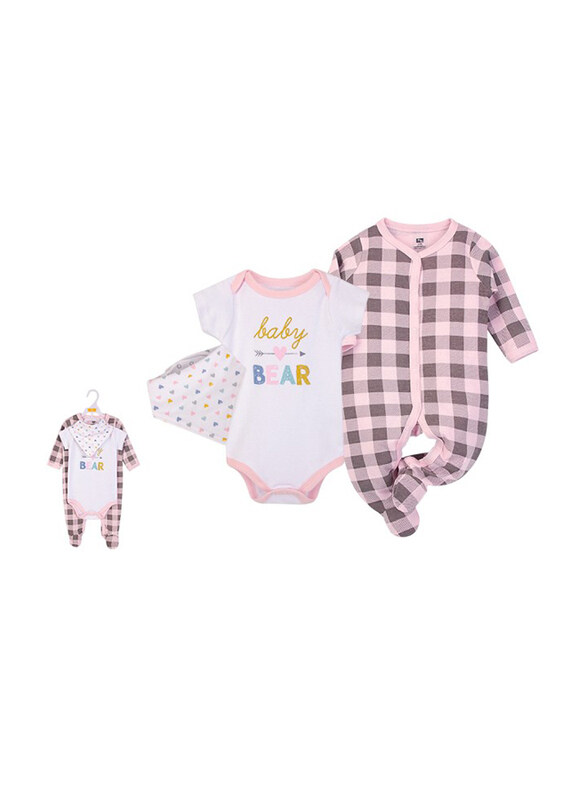 

Hudson Baby Lattice Layette Set for Baby Girls, 3 Pieces, 0-3 Months, Pink