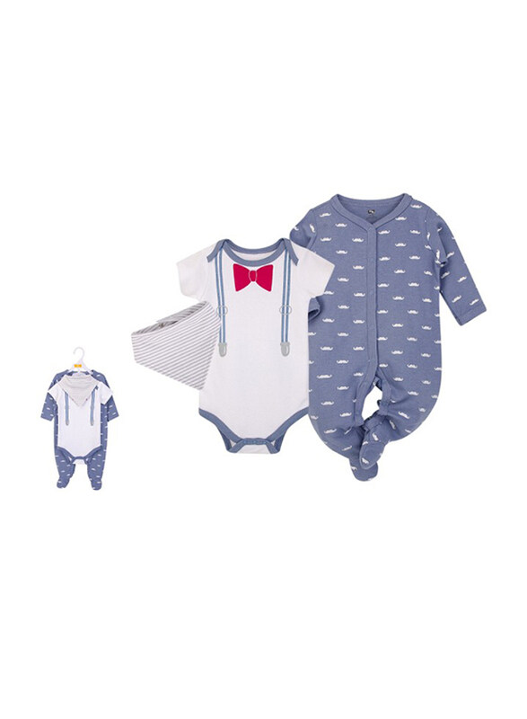 

Hudson Baby Bow Tie Layette Set for Baby Boys, 3 Pieces, 3-6 Months, Multicolour