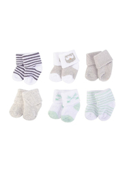 Luvable Friends Owl Terry Socks for Baby Boys, 6 Pieces, 0-6 Months, Grey