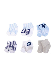 Luvable Friends Airplane Terry Socks for Baby Boys, 6 Pieces, 0-6 Months, Light Blue