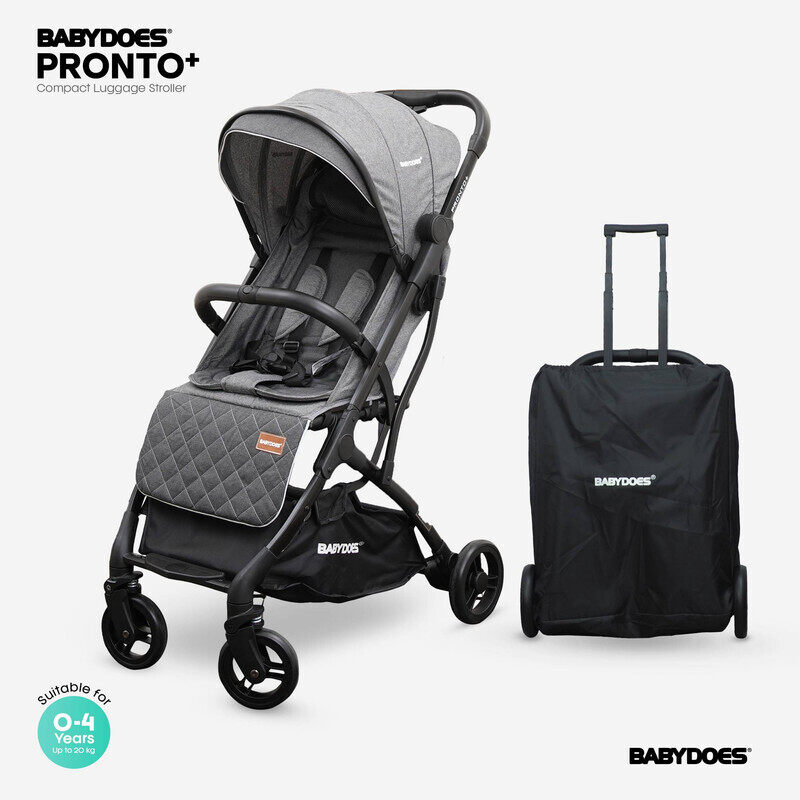 

BABYDOES PRONTO+ - Baby Stroller with 5-Point Harness, Easy One-Hand Fold, One-Click Brake System, 0-4 Years (Up to 20 kg) - Mid Grey