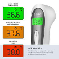 Reer Colour SoftTemp 3-in-1 Contactless Infrared Thermometer for Kids, White/Grey