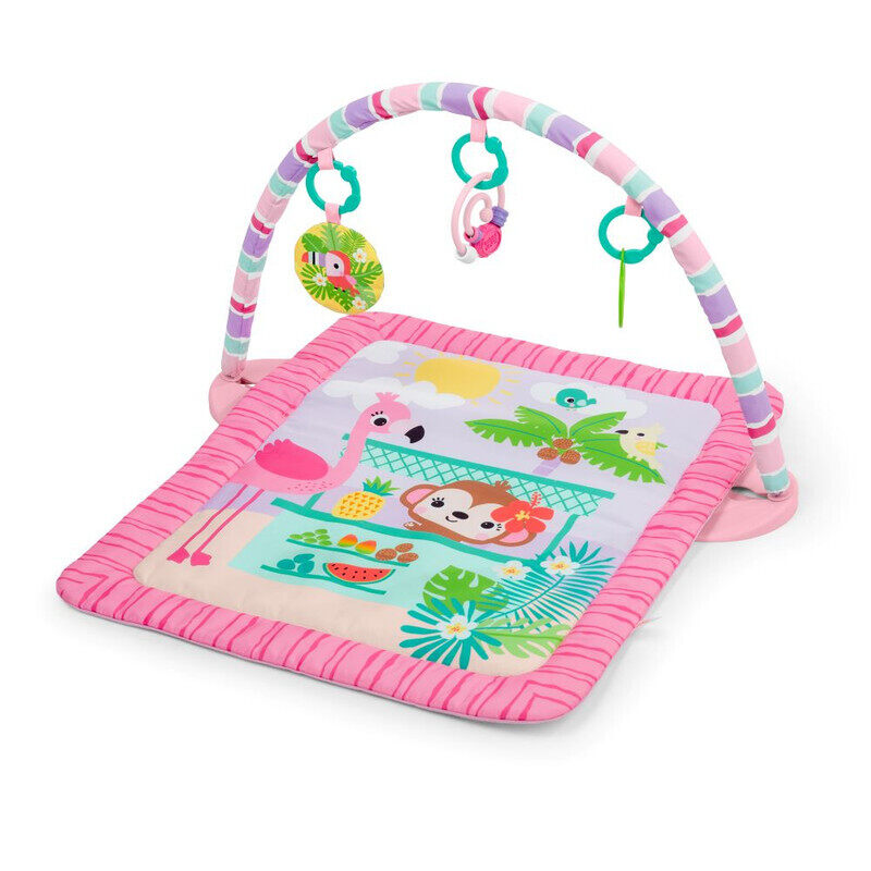

Bright Starts - Pink Palms Tiki Toy Bar Activity Gym, Includes 3 toys, 0-18 months