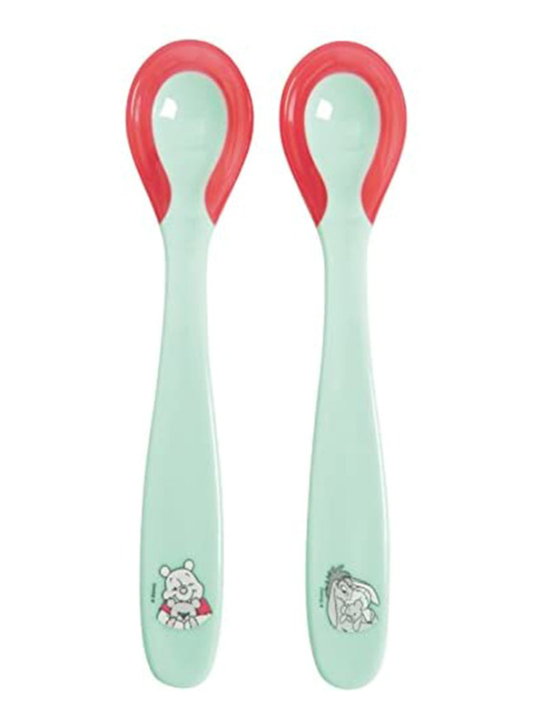 Tigex 2-Piece Heat Sensitive Winnie the Pooh Spoon Set, Green/Pink