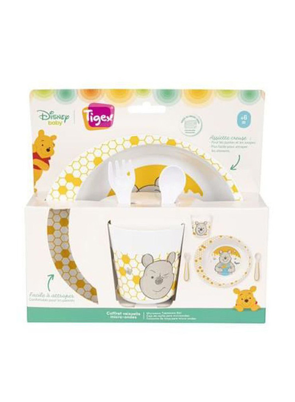 Tigex 4-Piece Winnie the Pooh Feeding Set, White/Yellow