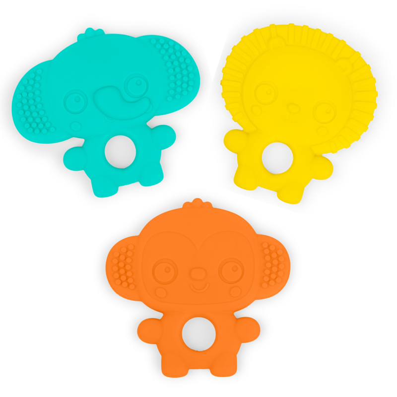 BRIGHT STARTS 3PK TEXTURED TEETHERS: GUMMY BUDDIES