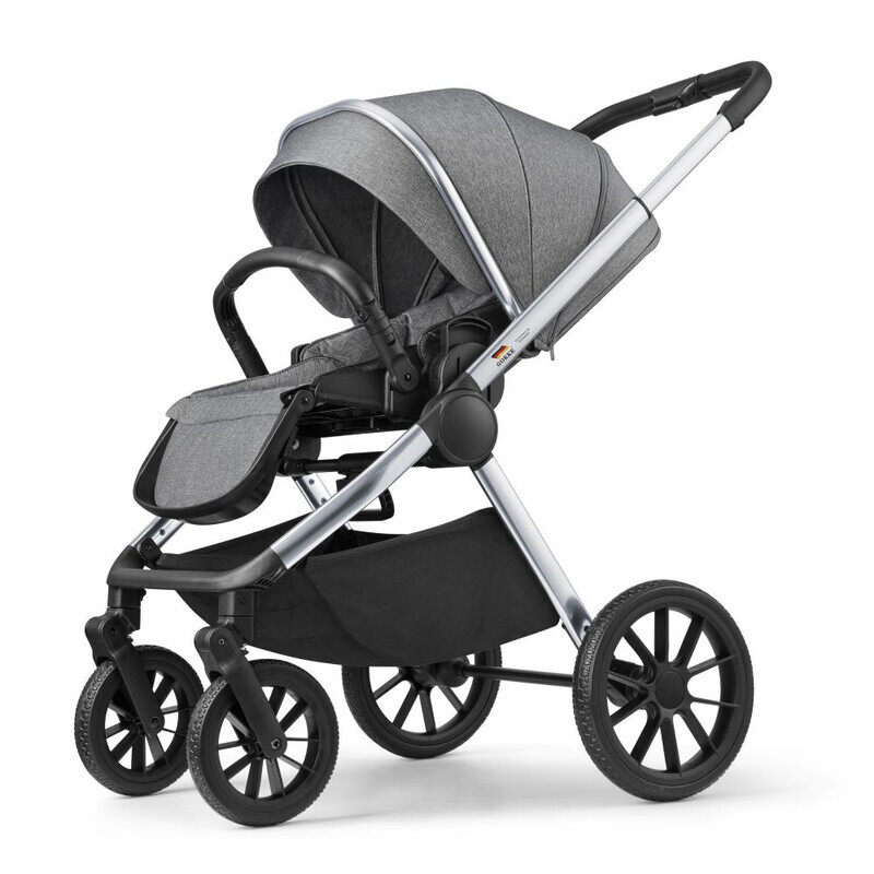 

Gokke - Reversible Baby Stroller with 5 Point Safety Harness, Forward & Rear Facing, Height Adjustable Handlebar, 0-36 Months, Grey & Silver - BJ02GS