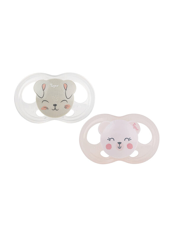 

Tigex Soft Touch Friends Silicone Pacifiers, 6-18 Months, 2 Pieces, Pink/Clear