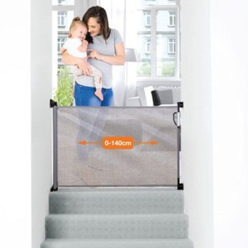 Dreambaby Retractable Baby Safety Gate, Extra Wide & Tall Mesh Gate - Grey