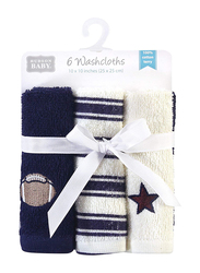 Hudson Baby 6-Piece Football Cotton Wash Cloths for Baby Boys, 0-6 Months, Multicolour