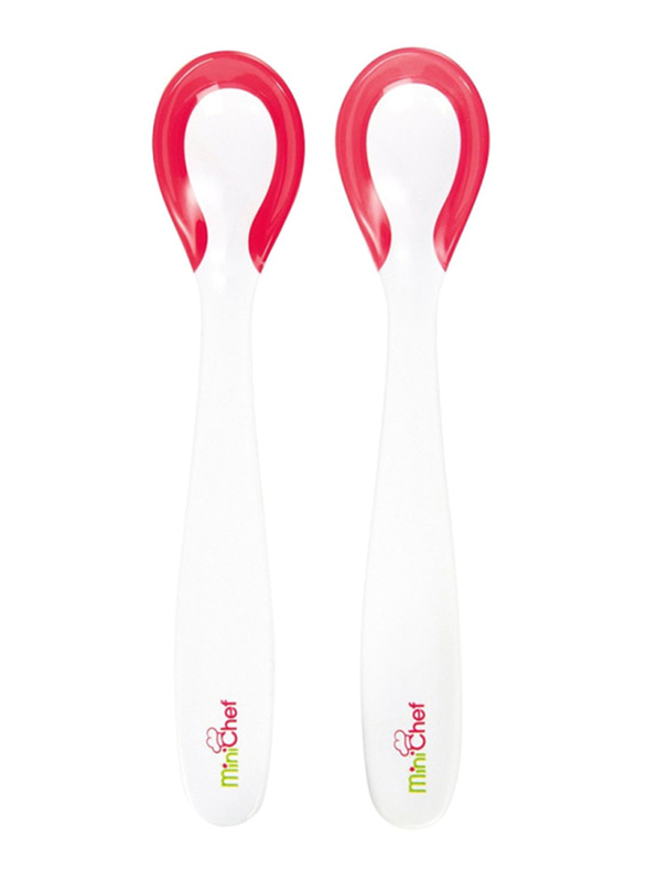 Tigex 2-Piece Heat Sensitive Polypropylene Spoon Set, White/Pink