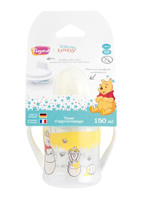 Tigex Anti Leak Winnie the Pooh Cup Hard Top with Handles, 150ml, Clear/Yellow