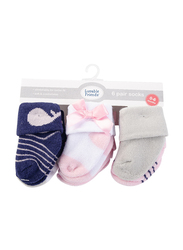 Luvable Friends Sailboat Terry Socks for Baby Boys, 6 Pieces, 0-6 Months, Pink