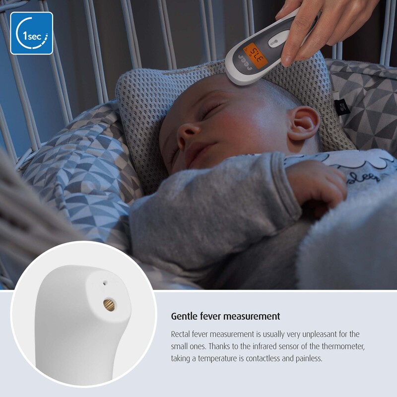 Reer Colour SoftTemp 3-in-1 Contactless Infrared Thermometer for Kids, White/Grey