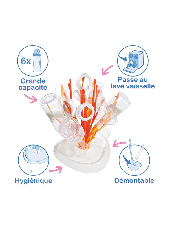 Tigex Flower Baby Bottle Drainer, Orange/White