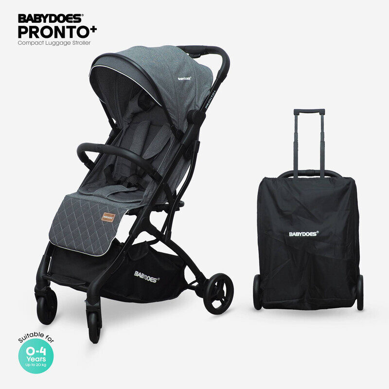 

BABYDOES PRONTO+ - Baby Stroller with 5-Point Harness, Easy One-Hand Fold, One-Click Brake System, 0-4 Years (Up to 20 kg) - Dark Grey