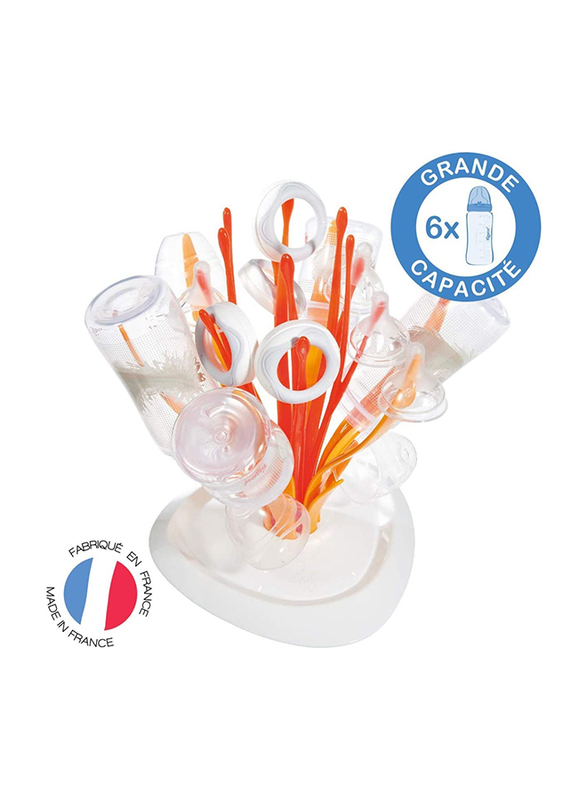 Tigex Flower Baby Bottle Drainer, Orange/White