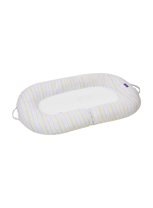 Clevamama Mum 2 Me Stripes Maternity Pillow & Baby Pod, Grey/Yellow