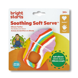 Bright Starts - Soothing Soft Serve Silicone Teether, Easy-Grasp Ice Cream Cone, BPA Free, Unisex, 3 Months+