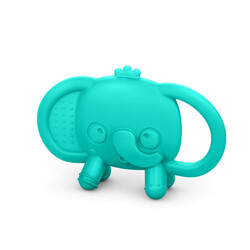 Bright Starts - Tame Your Tusks Silicone Teether with Handles, Easy-Grasp Elephant, Blue, Unisex, 3 Months+