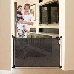 Dreambaby Retractable Baby Safety Gate, Extra Wide & Tall Mesh Gate - Black