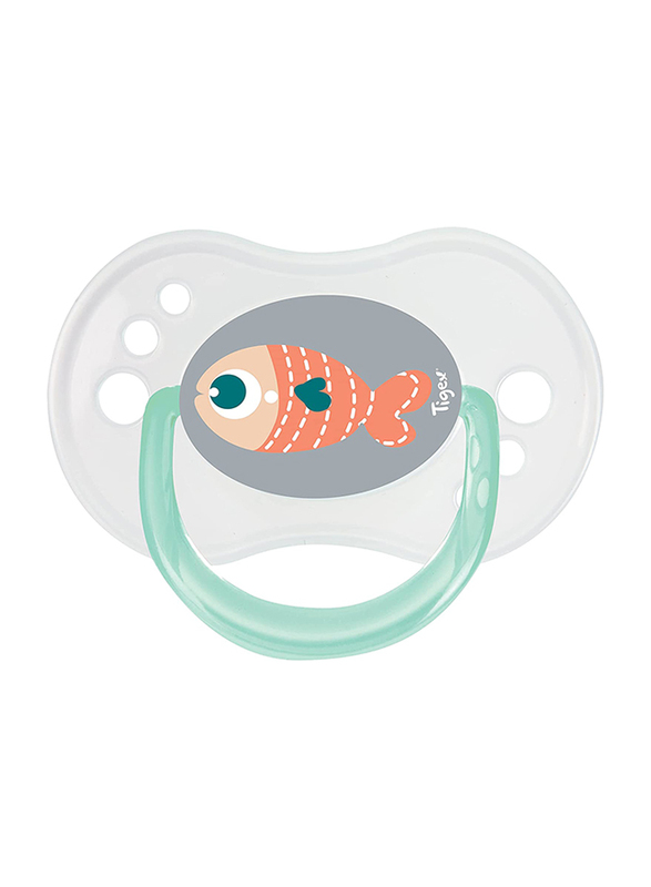 Tigex Fish Reversible Silicone Pacifiers, 6-18 Months, 3 Pieces, Multicolour