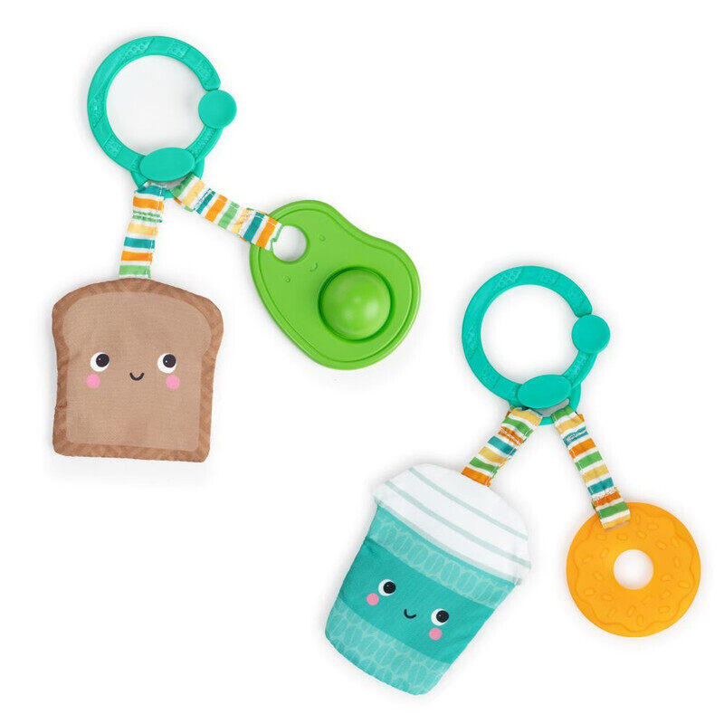 

Bright Starts - Perfect Pair 2-in-1 Teether Toy, BPA-free, 0 - 36 months - Coffee, Donut, Avocado & Toast