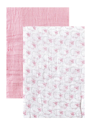 هادسون بيبي بطانية لفافة اطفال للجنسين, قطعتين, لعمر 0-3 اشهر, زهري