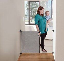 Dreambaby Retractable Baby Safety Gate, Extra Wide & Tall Mesh Gate - Grey