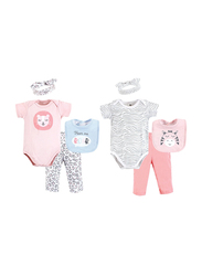 Hudson Baby Safari Clothing Gift Set for Baby Girls, 8 Pieces, 0-6 Months, Multicolour