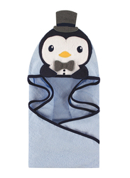 Hudson Baby Penguin Woven Terry Hooded Towel for Baby Boys, 0-6 Months, Blue