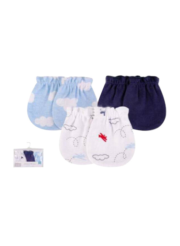 

Hudson Baby Sky Scratch Mitten Set for Baby Boys, 3 Pieces, 0-6 Months, Blue