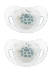Tigex Smart Turtle Silicone Baby Pacifier, 2 Pieces, White