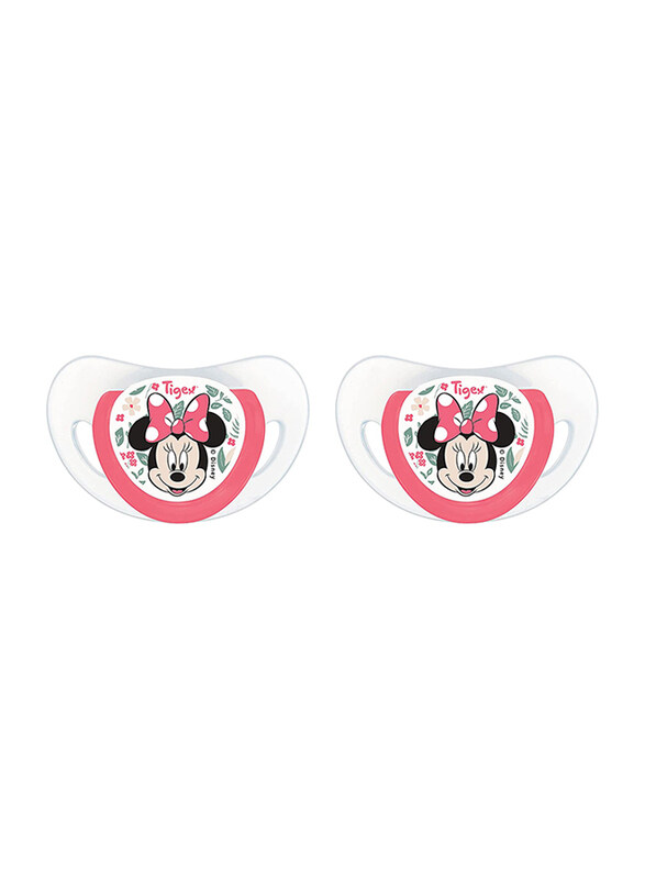 

Tigex Minnie Silicone Pacifiers, 2 Pieces, Pink/White