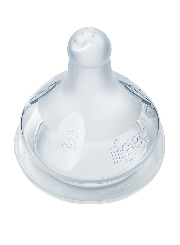 Tigex 3-Speed Round Silicone Anti-Colic Teats, 2 Pieces, Clear