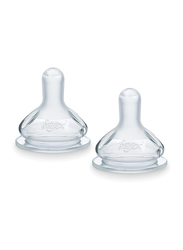 Tigex Round 6-Speed Silicone Anti-Colic Teats, 2 Pieces, Clear
