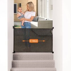 Dreambaby Retractable Baby Safety Gate, Extra Wide & Tall Mesh Gate - Black